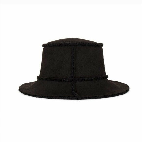 Hat Attack Reversible Faux Suede Shearling Bucket Hat Black main image 6